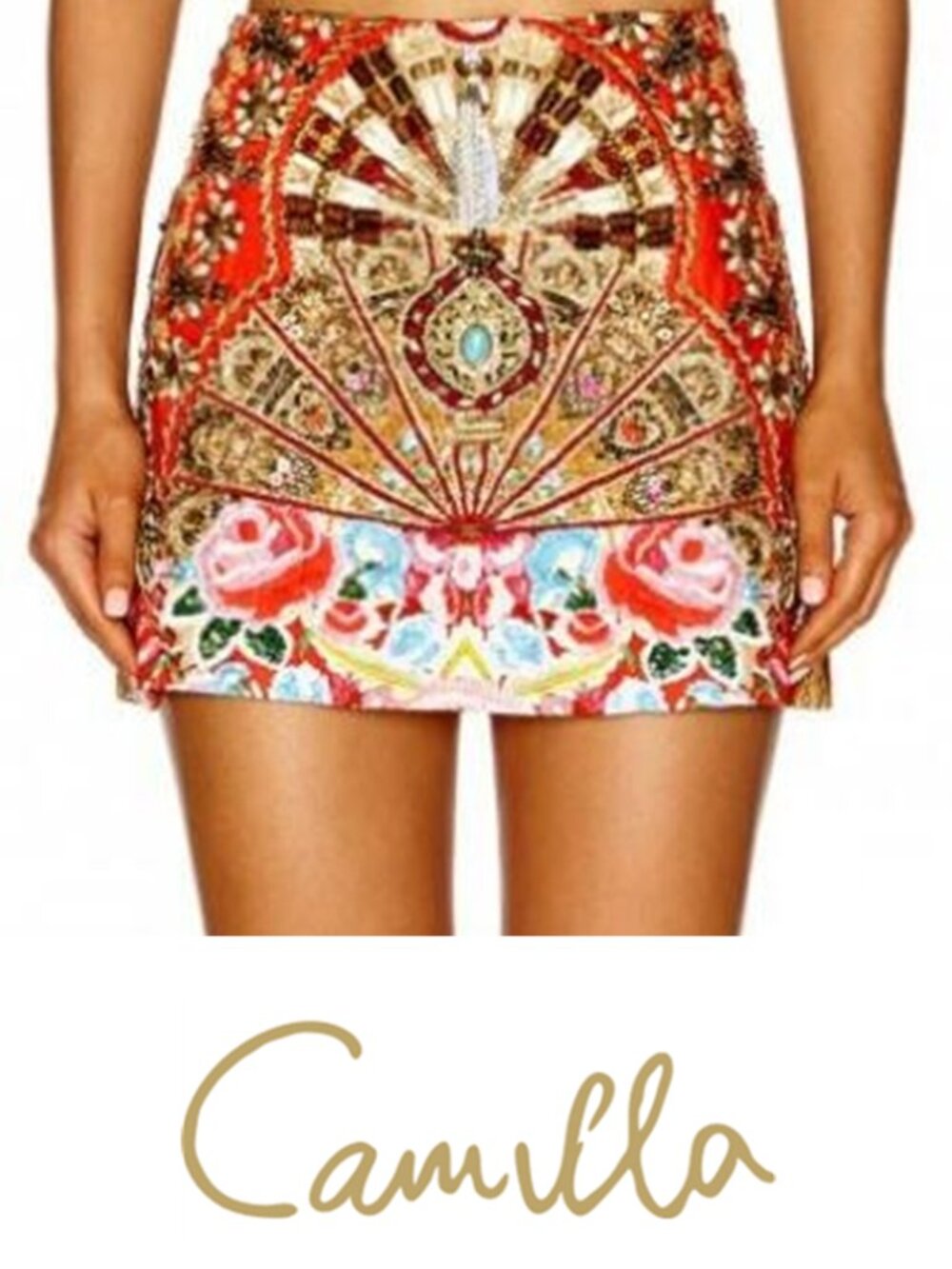 RARE! Camilla Cameos Dance Mini Skirt Beaded Embellished Size 1 Small b132